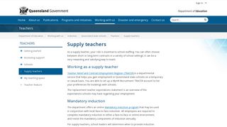 Supply teachers - Department of Education (DoE)
