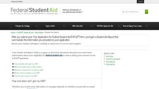 Student Aid Report | Federal Student Aid - ED.gov