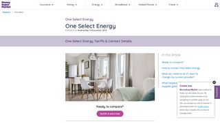 One Select Energy Information & Contact Details | MoneySuperMarket