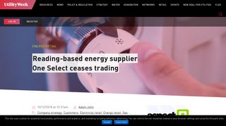 Reading-based energy supplier One Select ceases trading - Utility Week