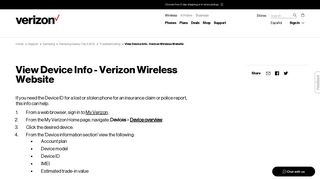 View Device Info - Verizon Wireless Website | Verizon Wireless