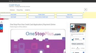 One Stop Plus Visa Credit Card Application | Payment Online - Credit ...