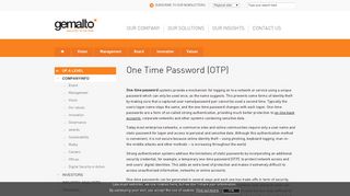 Technology: One Time Password (OTP) - Gemalto