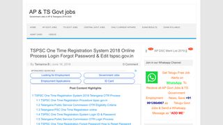 TSPSC One time Registration System 2018 Online Step by Step ...