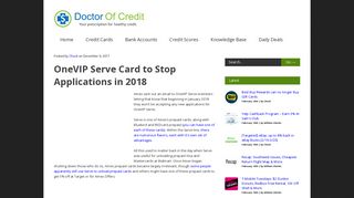 OneVIP Serve Card to Stop Applications in 2018 - Doctor Of Credit