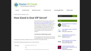 How Good is One VIP Serve? - Doctor Of Credit