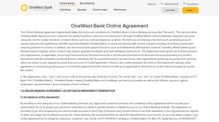 Online Banking Disclosures | OneWest Bank
