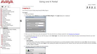 Using one-X Portal > Logging In - Avaya