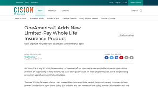 OneAmerica® Adds New Limited-Pay Whole Life Insurance Product