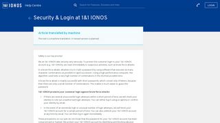 Security & Login at 1&1 IONOS - 1&1 IONOS Help