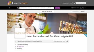 Head Bartender in The City, City of London (EC4) | All Bar One ...