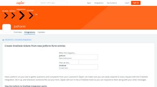 Create OneDesk tickets from new Jotform form entries | Zapier