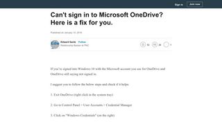 Can't sign in to Microsoft OneDrive? Here is a fix for you. - LinkedIn
