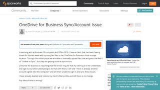 [SOLVED] OneDrive for Business Sync/Account Issue - Spiceworks ...