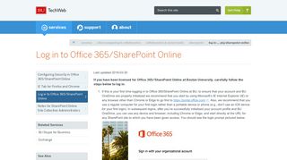 Log in to Office 365/SharePoint Online : TechWeb : Boston University