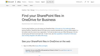 Find your SharePoint files in OneDrive for Business - OneDrive