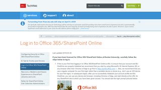 Log in to Office 365/SharePoint Online : TechWeb : Boston University