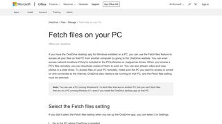 Fetch files on your PC - OneDrive - Office Support - Office 365