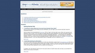 Getting Started - OneGreatFamily.com