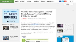Oneindia Online Recharge Site Launched: How to Recharge Your Pre ...