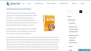 SAP Business One License Policy - Clients First Business Solutions