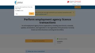 Perform employment agency licence transactions - Ministry of Manpower