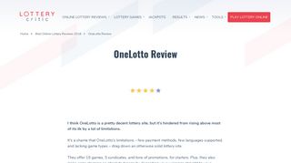 OneLotto Review | Daily Deals and More • Lottery Critic