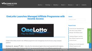 OneLotto Launches Managed Affiliate Programme with Income Access