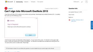 Can't sign into Microsoft OneNote 2013 - Microsoft Community