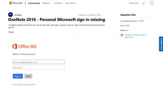 OneNote 2016 - Personal Microsoft sign in missing - Microsoft ...