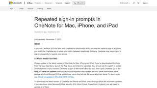 Repeated sign-in prompts in OneNote for Mac, iPhone, and iPad ...