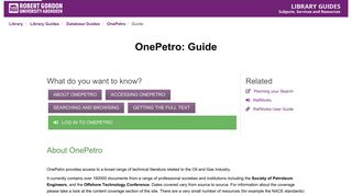 Guide - OnePetro - Library Guides at Robert Gordon University