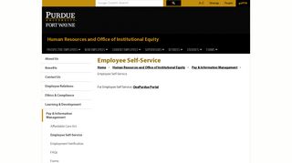 Employee Self-Service - Purdue University Fort Wayne