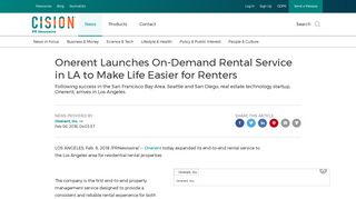 Onerent Launches On-Demand Rental Service in LA to Make Life ...