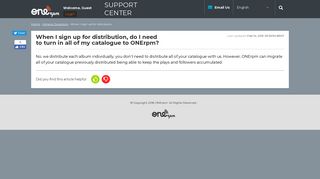 ONErpm | When I sign up for distribution with ONE...