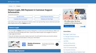 Onesco Login, Bill Payment & Customer Support Information
