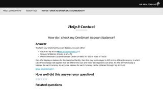 How do I check my OneSmart Account balance? - Air New Zealand