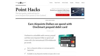 Earn Airpoints Dollars on spend with OneSmart prepaid debit card ...