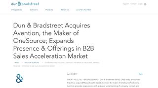 Dun & Bradstreet Acquires Avention, the Maker of OneSource ...