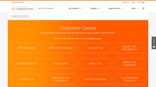 ONESOURCE Customer Center - Thomson Reuters Tax & Accounting