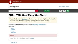 One.IU and OneStart - IU Knowledge Base - Indiana University