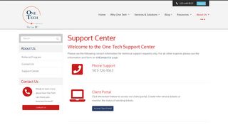Support Center - Portland, Hillsboro, Forest Grove | One Tech, LLC