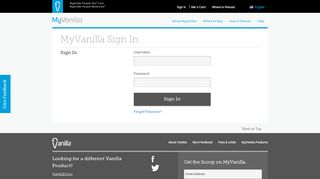 Sign In | MyVanilla Reloadable Prepaid Card