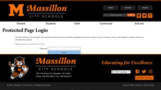 Protected Page Login - Massillon City Schools