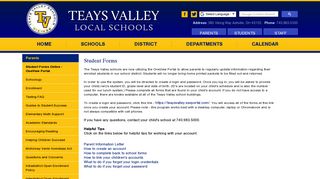 Student Forms Online - OneView Portal - Teays Valley Local Schools