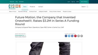 Future Motion, the Company that Invented Onewheel®, Raises $3.2M ...