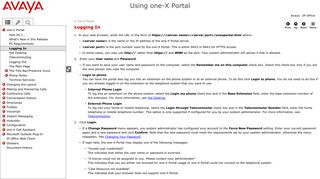 Using one-X Portal > Logging In - Avaya