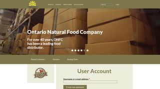 User account | Ontario Natural Food Company