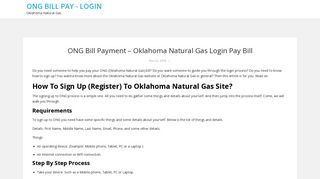 ONG Bill Pay - Login - Oklahoma Natural Gas