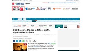 ONGC: ONGC reports 6% rise in Q2 net profit, approves bonus issue ...